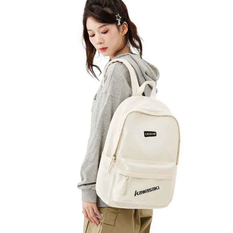 Kawasaki Fabric Backpack Laptop Bag Unisex Ecru/Gray/Black-6