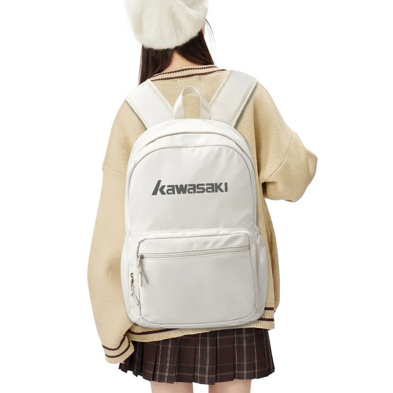 Kawasaki Fabric Backpack Travel Bag Unisex Black/Ecru/Light Blue-5