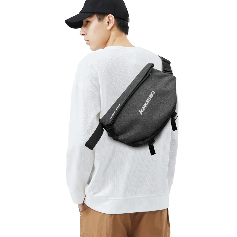 Kawasaki Polyester Messenger Bag Backpack Fanny Pack Regular Men's Gray Black/Frosted Black-5