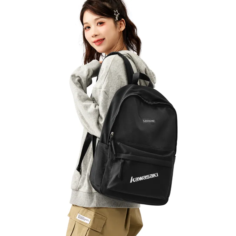Kawasaki Fabric Backpack Laptop Bag Unisex Ecru/Gray/Black-12