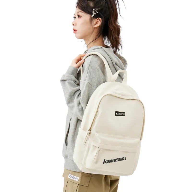 Kawasaki Fabric Backpack Laptop Bag Unisex Ecru/Gray/Black-5
