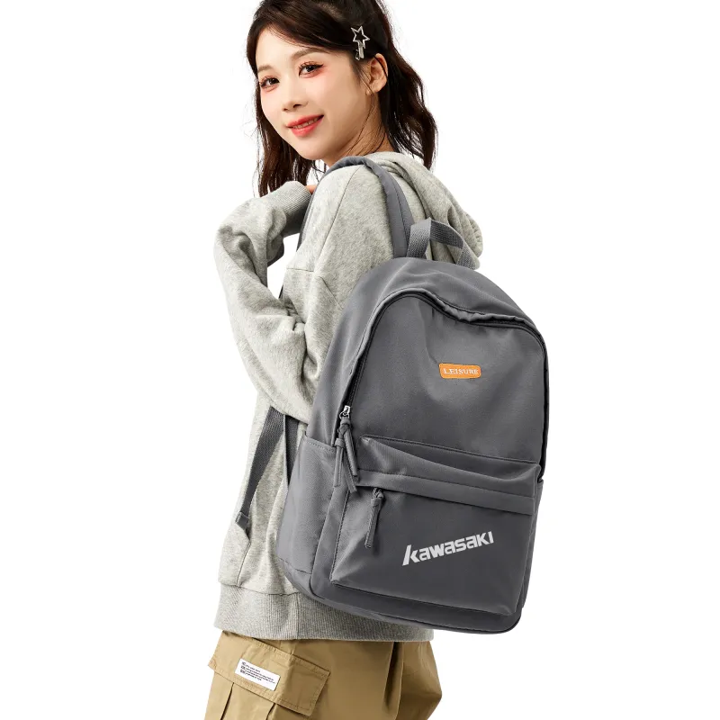 Kawasaki Fabric Backpack Laptop Bag Unisex Ecru/Gray/Black-19