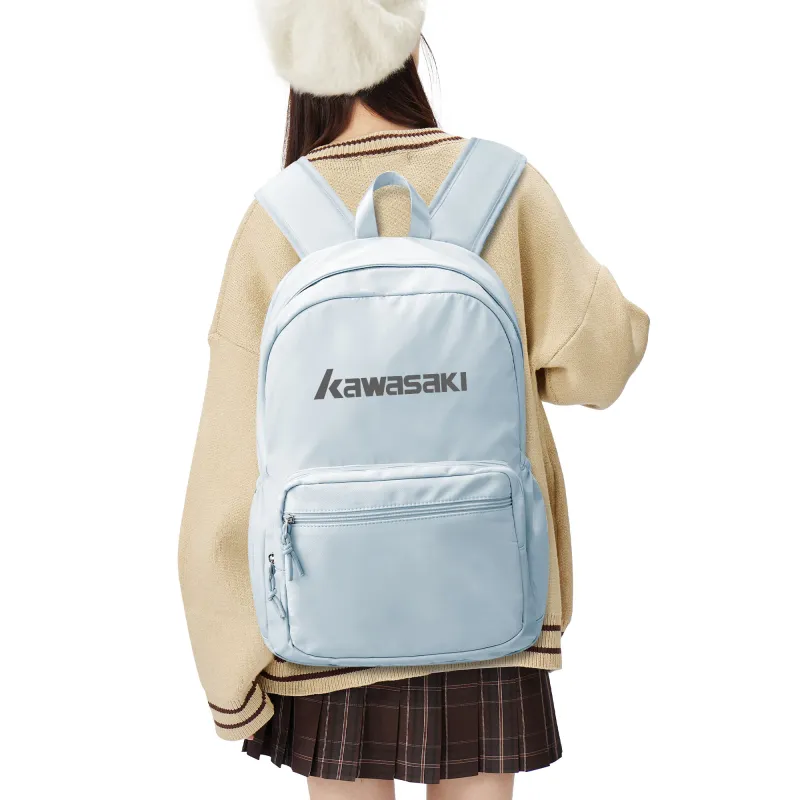 Kawasaki Fabric Backpack Travel Bag Unisex Black/Ecru/Light Blue-11