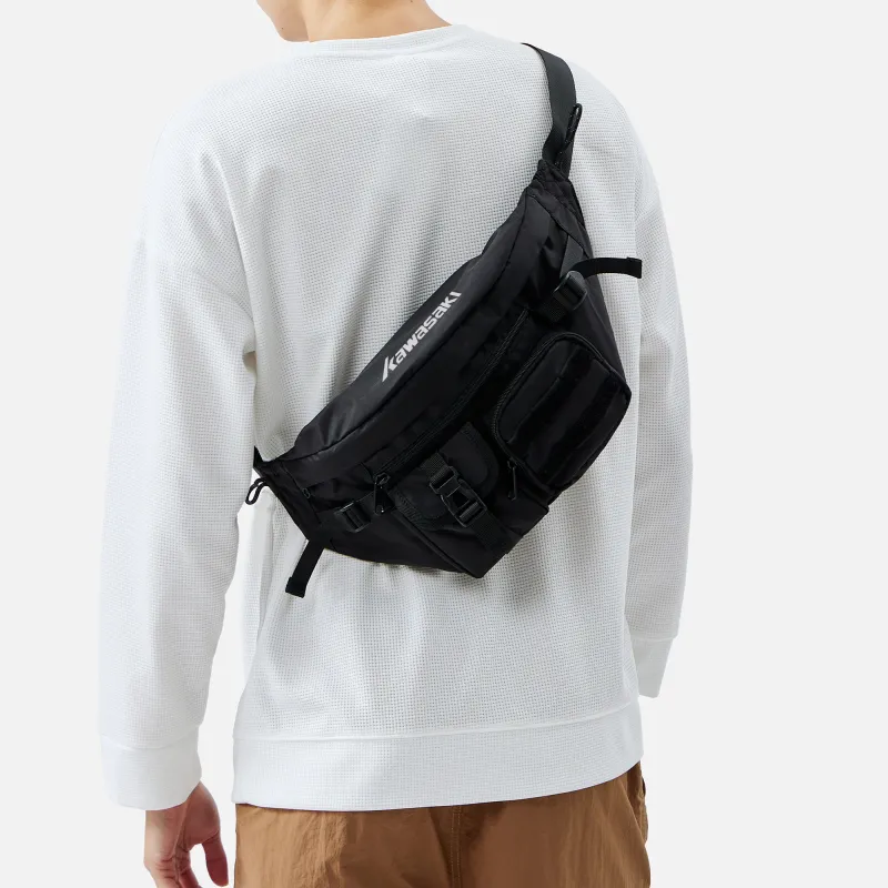 Kawasaki Fabric Crossbody Bag, Sling Bag Unisex Black-5