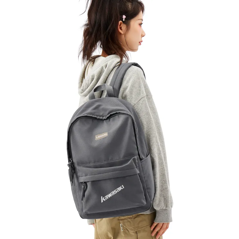 Kawasaki Fabric Backpack Laptop Bag Unisex Ecru/Gray/Black-20