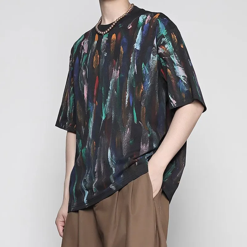 RAYSHOW T Shirts Men Graffiti Black-4