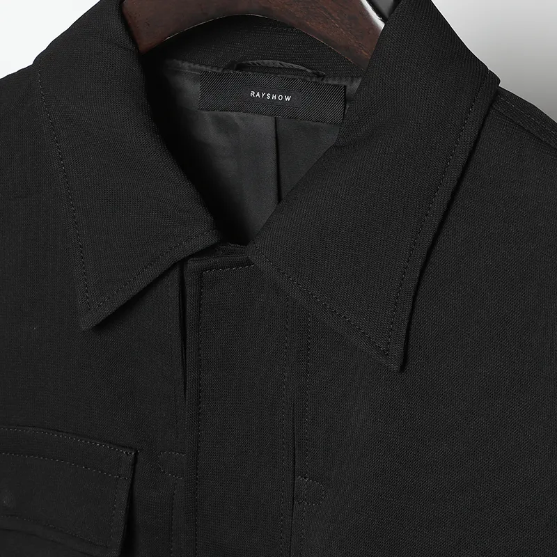 RAYSHOW Jackets Coats Men's Black-4