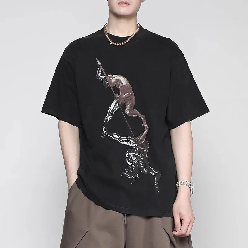 RAYSHOW T Shirts Men Black-4