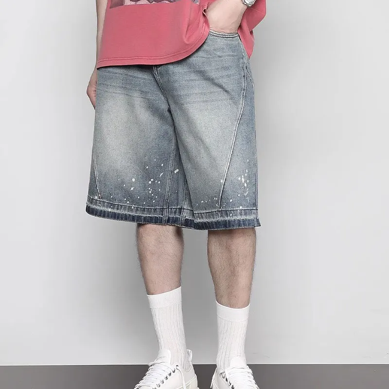 RAYSHOW Denim Shorts Men's Blue-3