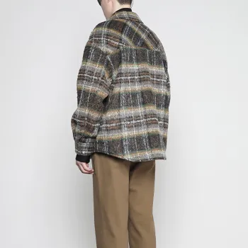 RAYSHOW Jackets Coats Men's Coffee Plaid