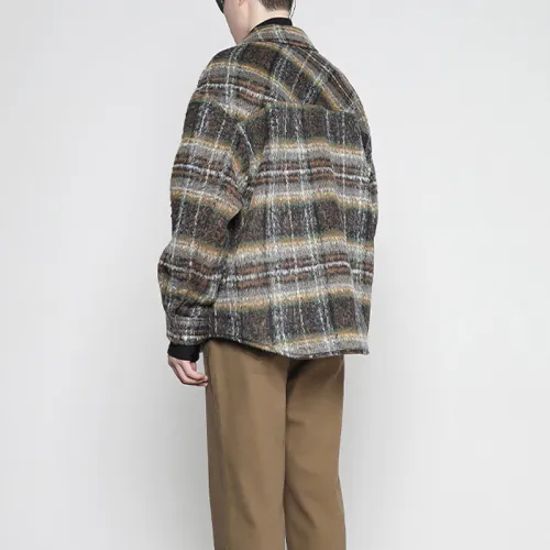 RAYSHOW Jackets Coats Men's Coffee Plaid