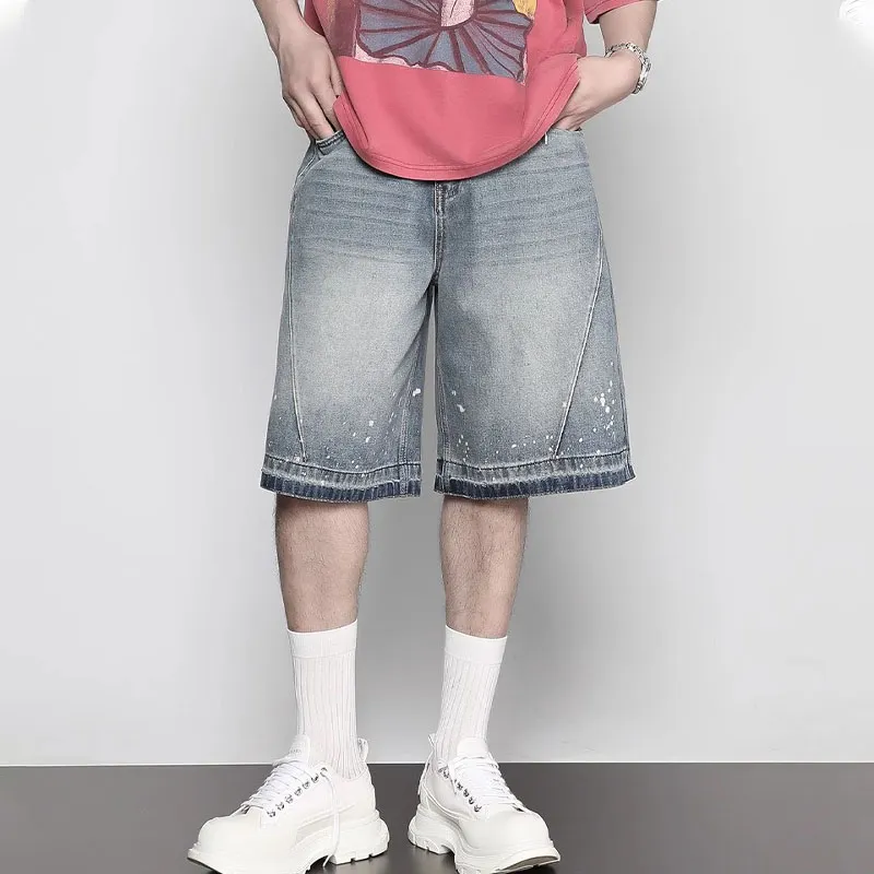 RAYSHOW Denim Shorts Men's Blue-5