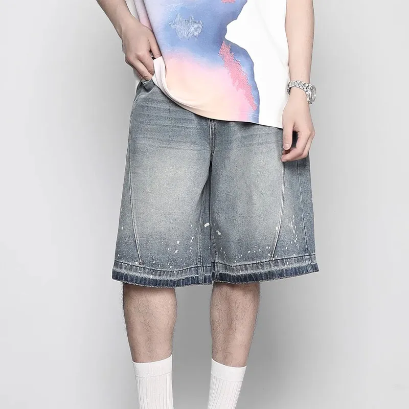 RAYSHOW Denim Shorts Men's Blue-2