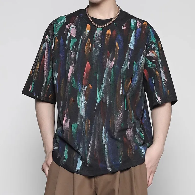 RAYSHOW T Shirts Men Graffiti Black-3