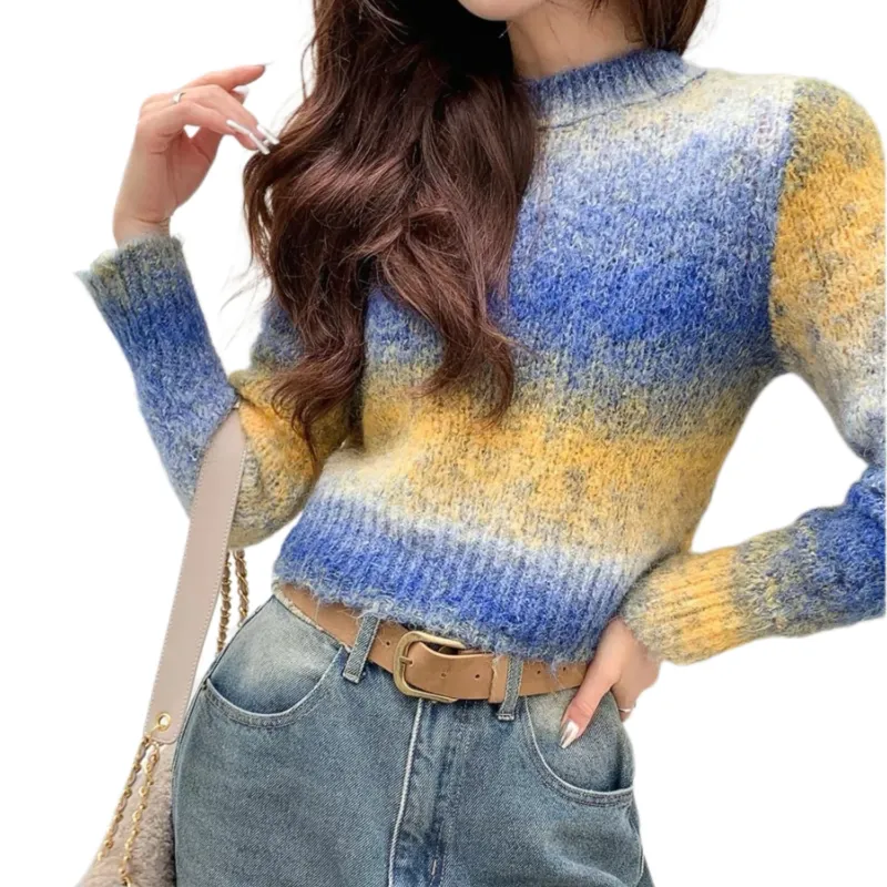 NANING9 Sweater Women's Colorful Blue-4