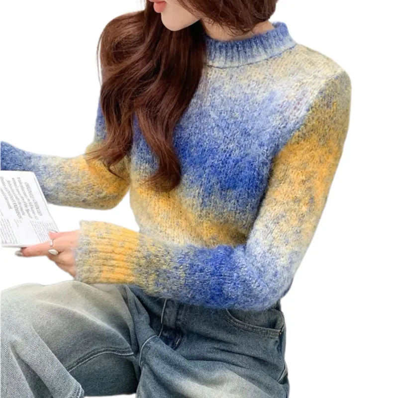 NANING9 Sweater Women's Colorful Blue-1
