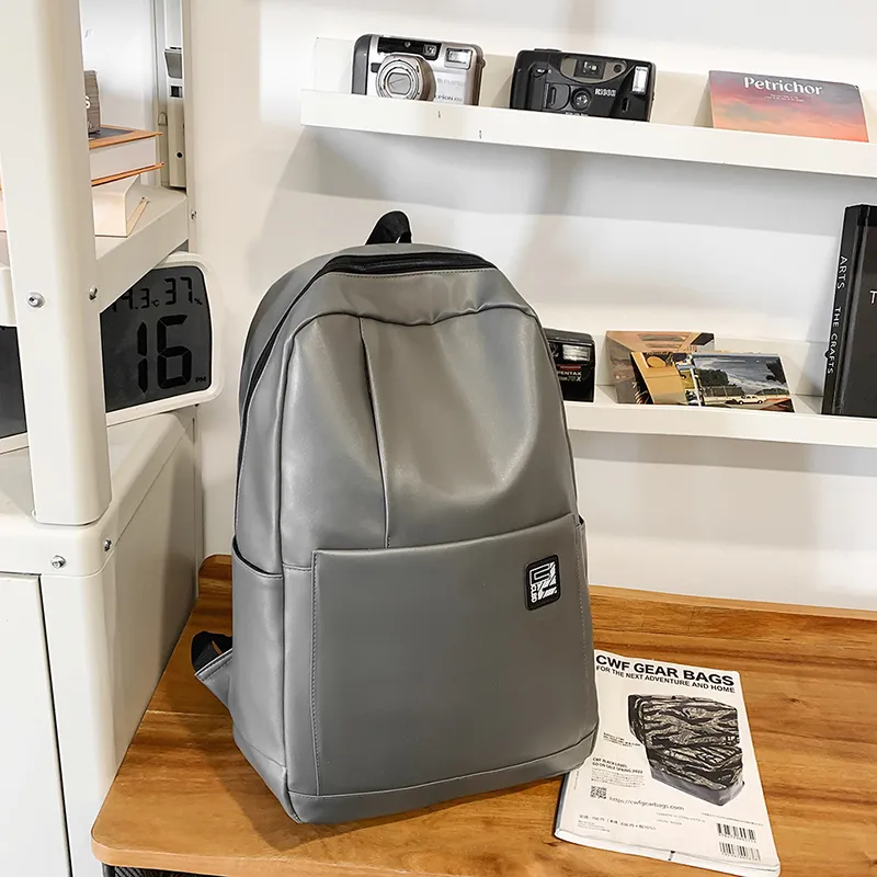 YUANTUZHE PU Versatile Backpack Laptop Backpack Regular Unisex Black/Gray-11