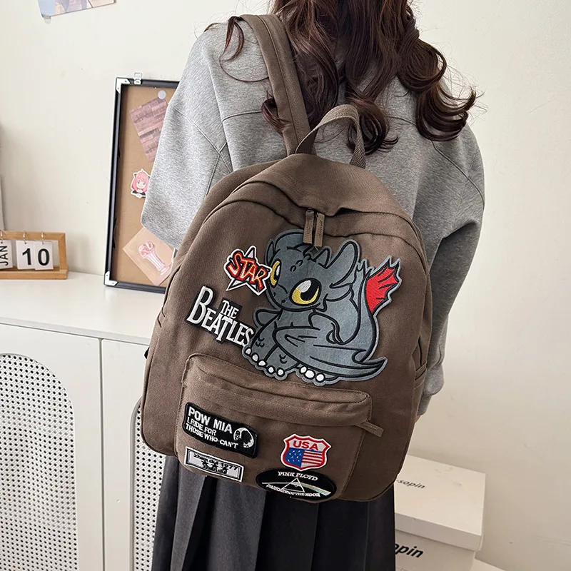 YUANTUZHE Canvas Backpack Unisex Coffee-1