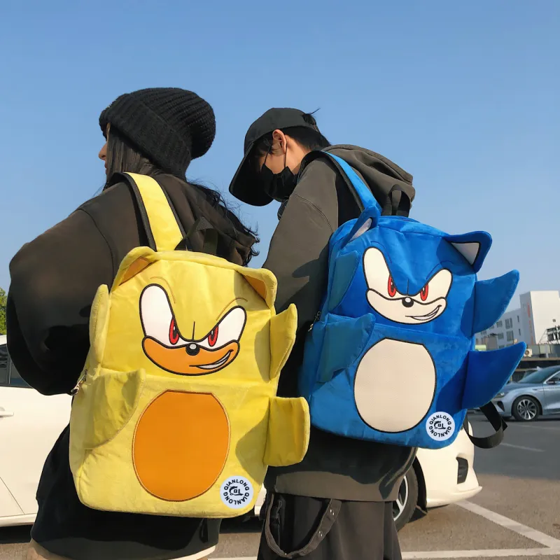 YUANTUZHE Plush Backpack Unisex Blue/Yellow-3