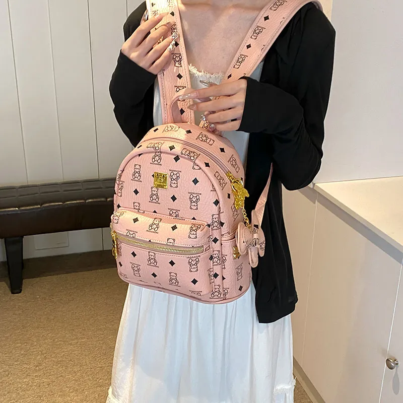 YUANTUZHE PU Backpack Regular Women's Pink/White/Black/Brown/Black & White-4