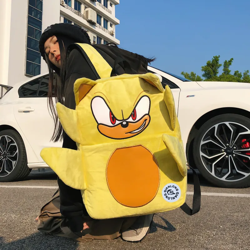YUANTUZHE Plush Backpack Unisex Blue/Yellow-10