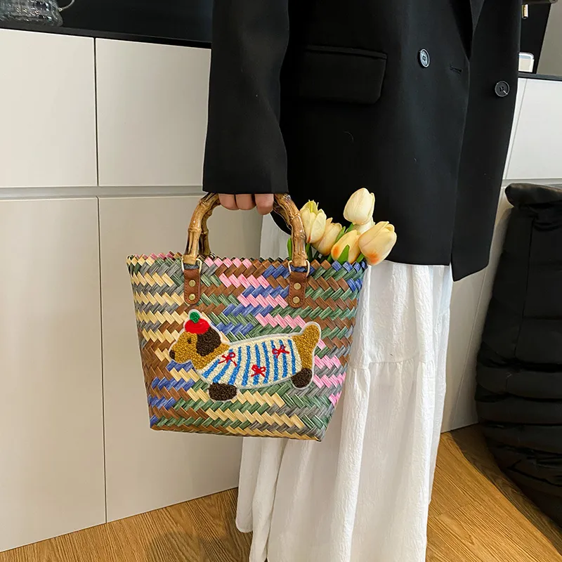 YUANTUZHE Woven Handbag Women's Multicolor/Brown-3