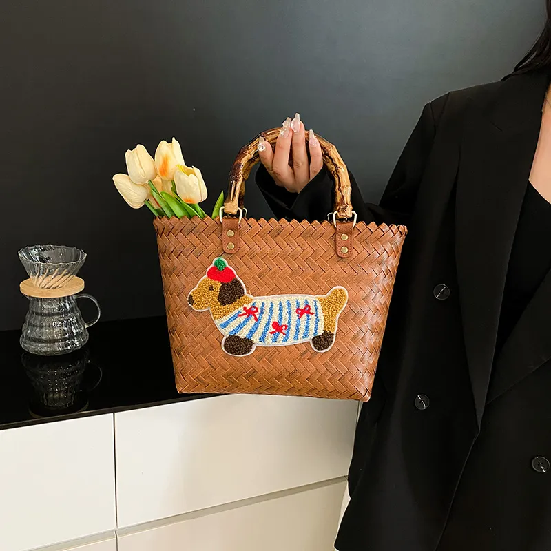YUANTUZHE Woven Handbag Women's Multicolor/Brown-7