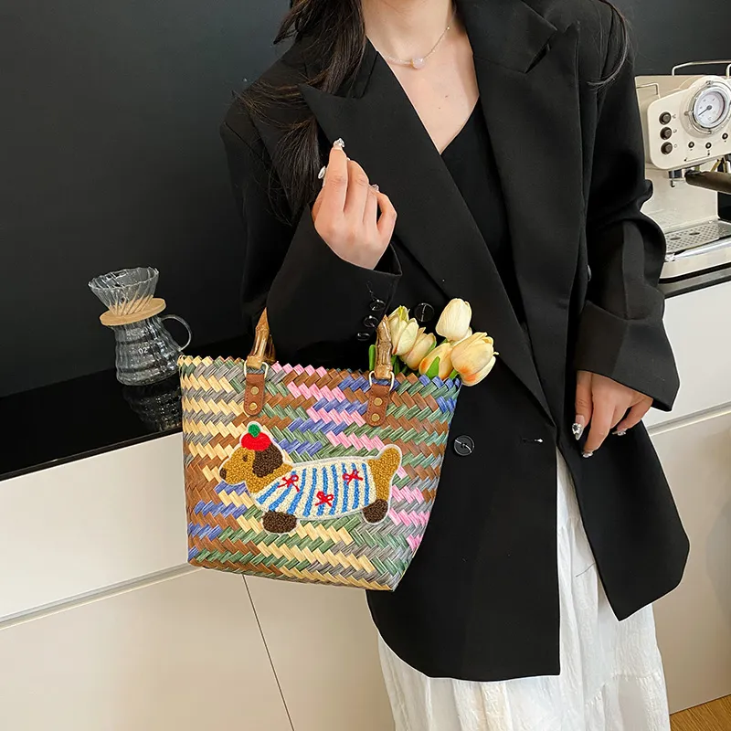YUANTUZHE Woven Handbag Women's Multicolor/Brown-5