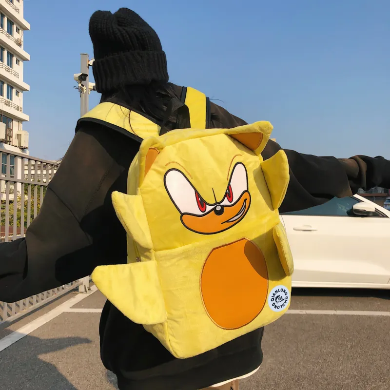 YUANTUZHE Plush Backpack Unisex Blue/Yellow-8