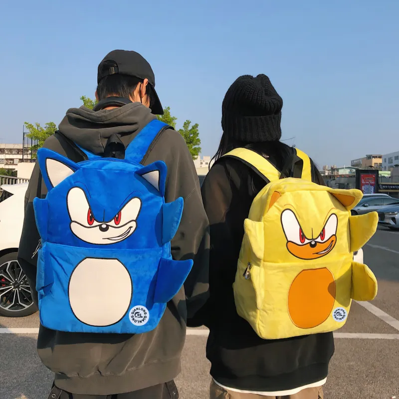 YUANTUZHE Plush Backpack Unisex Blue/Yellow-2