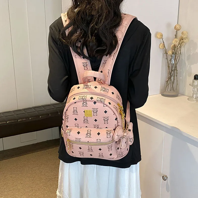 YUANTUZHE PU Backpack Regular Women's Pink/White/Black/Brown/Black & White-5