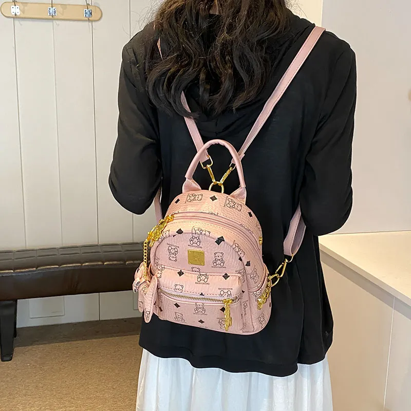 YUANTUZHE PU Backpack Regular Women's Pink/White/Black/Brown/Black & White-3