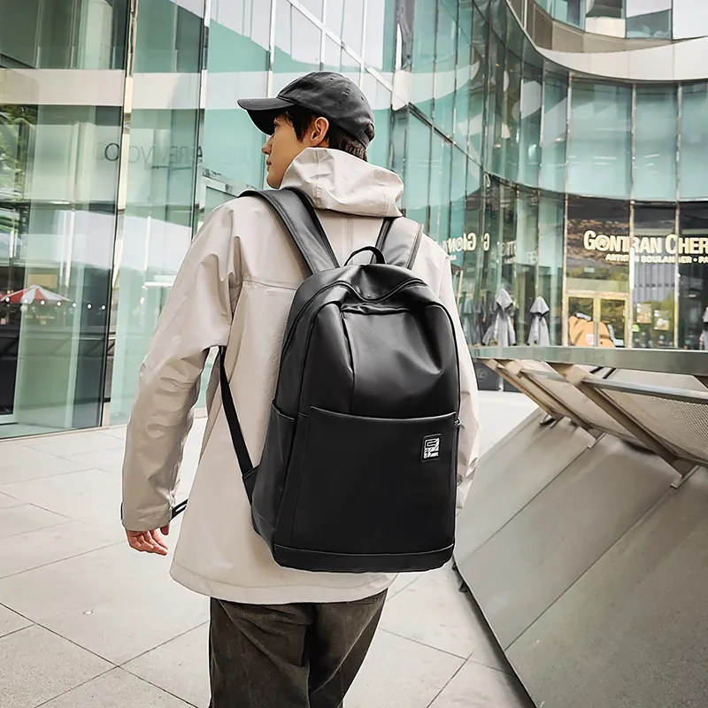YUANTUZHE PU Versatile Backpack Laptop Backpack Regular Unisex Black/Gray-2