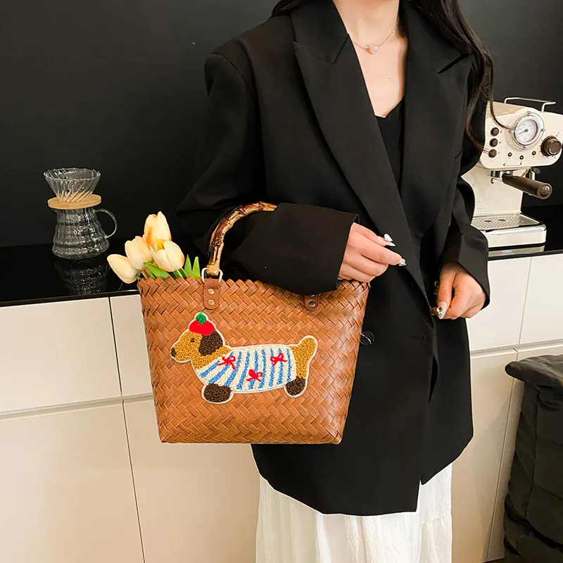 YUANTUZHE Woven Handbag Women's Multicolor/Brown-10