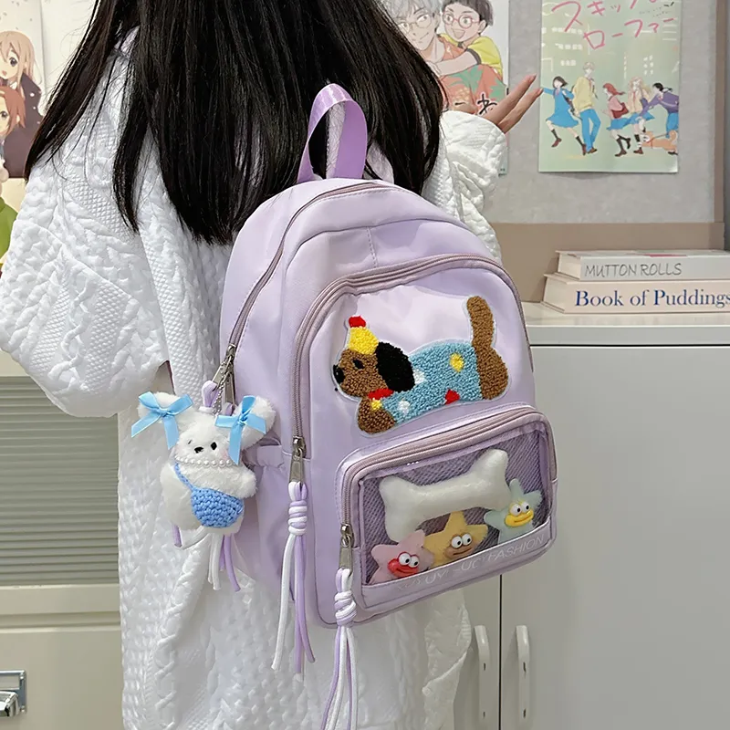 YUANTUZHE Polyester Backpack Women's Black/Yellow/Purple/Blue/White-14