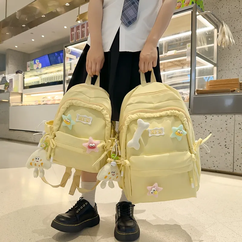 YUANTUZHE Nylon Backpack Women's Pink White Black Purple Yellow Green-8
