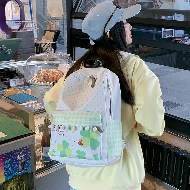 YUANTUZHE Composite Fabric Backpack Women's Green & White-1