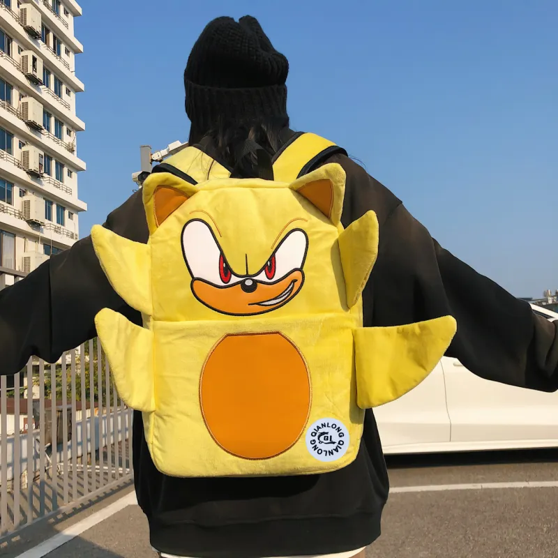 YUANTUZHE Plush Backpack Unisex Blue/Yellow-7