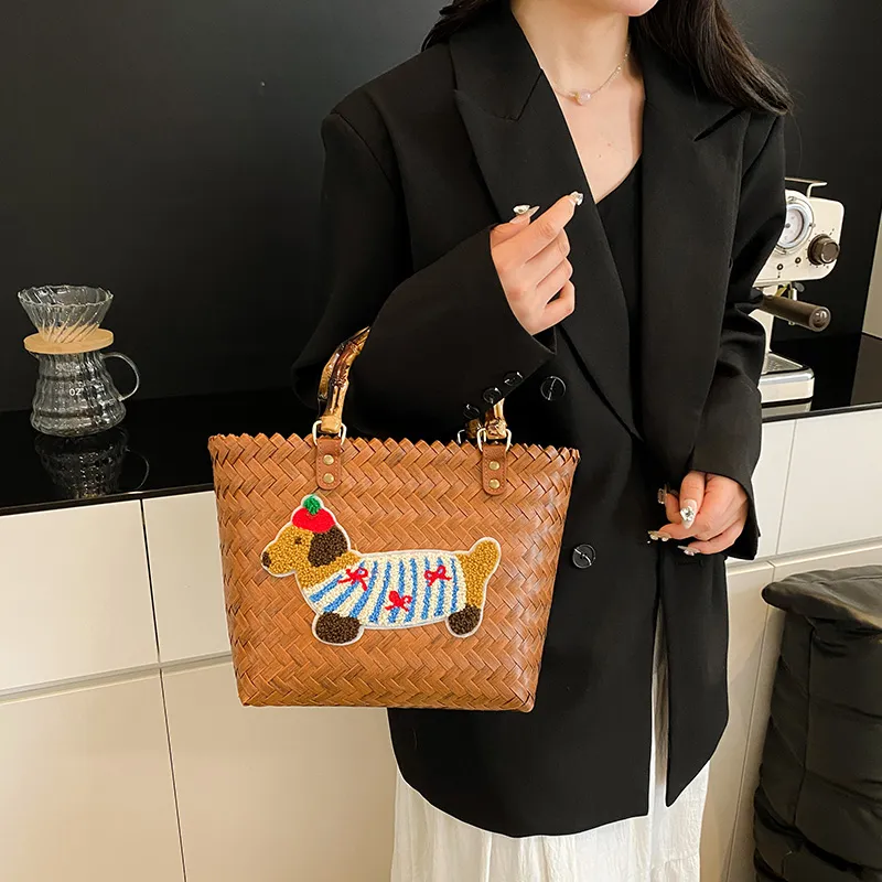 YUANTUZHE Woven Handbag Women's Multicolor/Brown-11