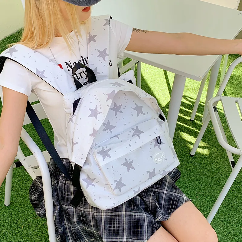 YUANTUZHE Corduroy Backpack Regular Women's White-2