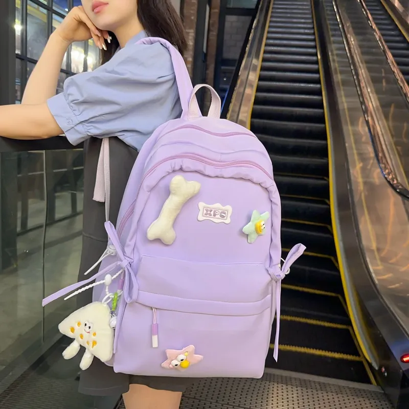 YUANTUZHE Nylon Backpack Women's Pink White Black Purple Yellow Green-6