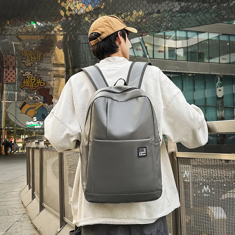 YUANTUZHE PU Versatile Backpack Laptop Backpack Regular Unisex Black/Gray-7