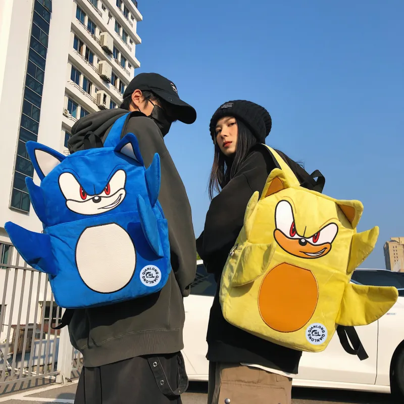 YUANTUZHE Plush Backpack Unisex Blue/Yellow-1