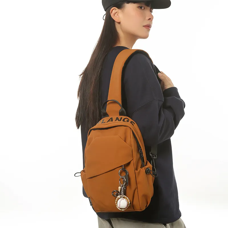 YUANTUZHE Nylon Small Backpack Sling Bag Regular Unisex Brown-9