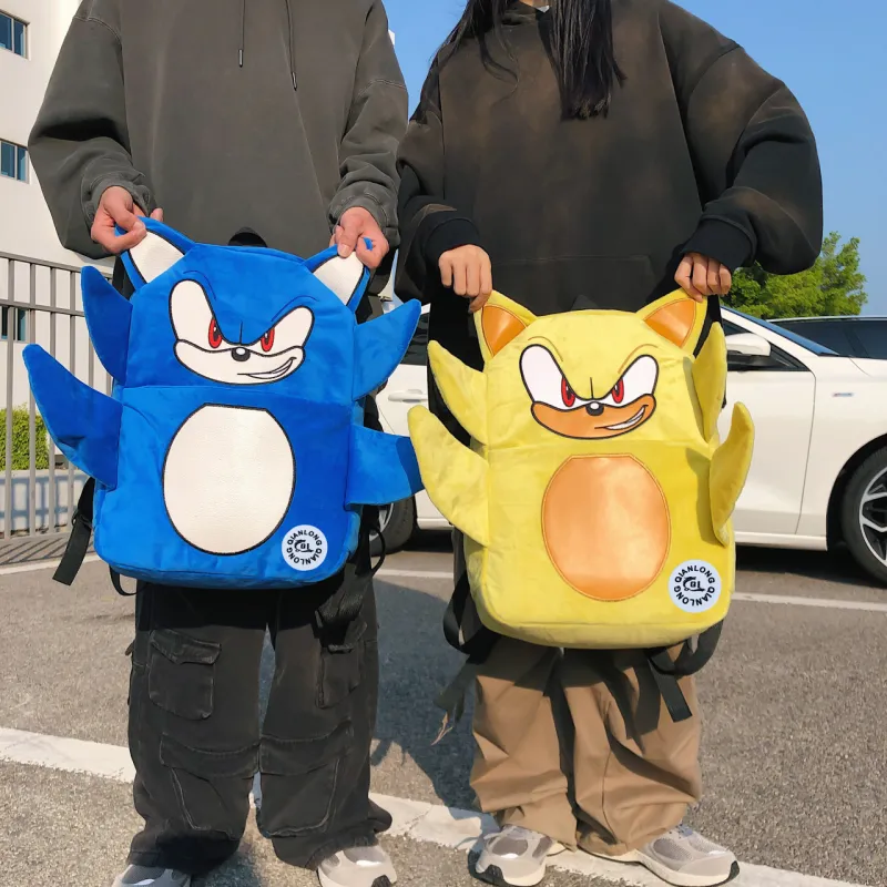 YUANTUZHE Plush Backpack Unisex Blue/Yellow-5