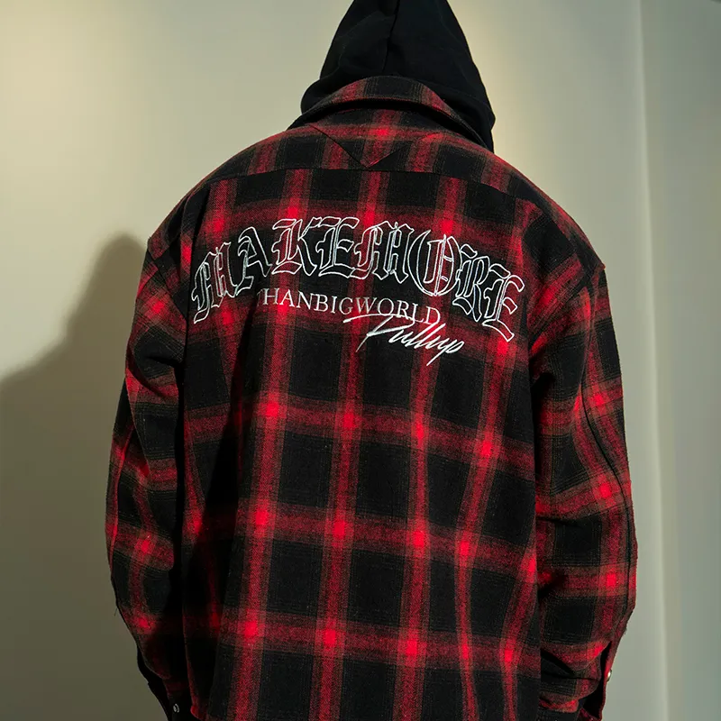 Makemore Shirt Unisex Red Black Plaid-2