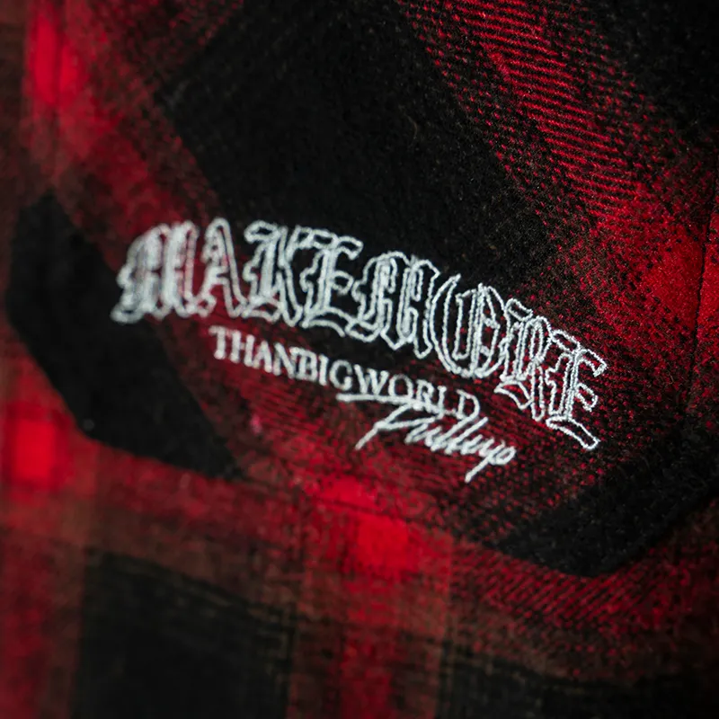 Makemore Shirt Unisex Red Black Plaid-3