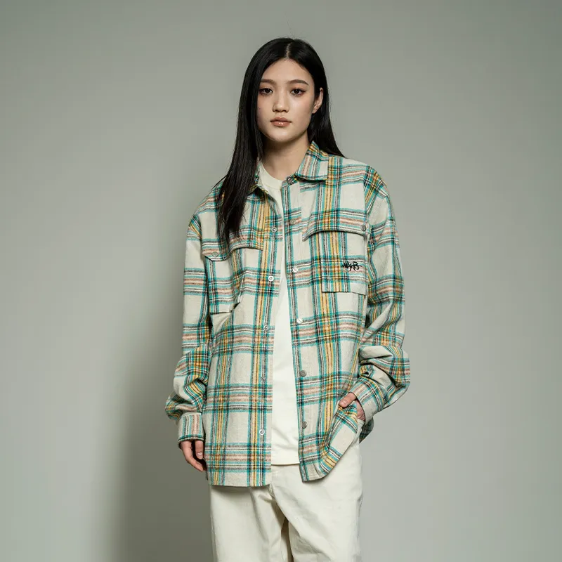 Makemore Shirt Unisex Green And White Plaid-1