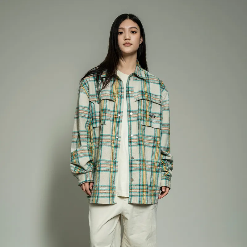Makemore Shirt Unisex Green And White Plaid-2