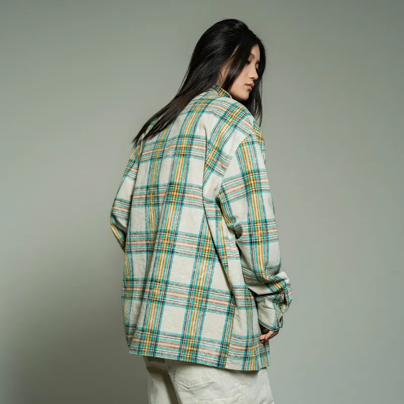 Makemore Shirt Unisex Green And White Plaid-3